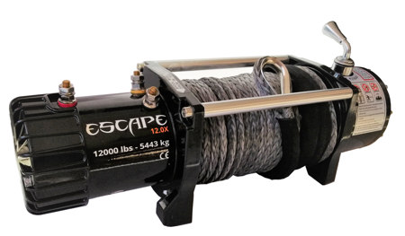 Wyciągarka Escape 12000 lbs 12.0x [5443kg] z liną syntetyczną 12V (lina: 10mm 28m w oplocie 10400 kg +hak) 81880002